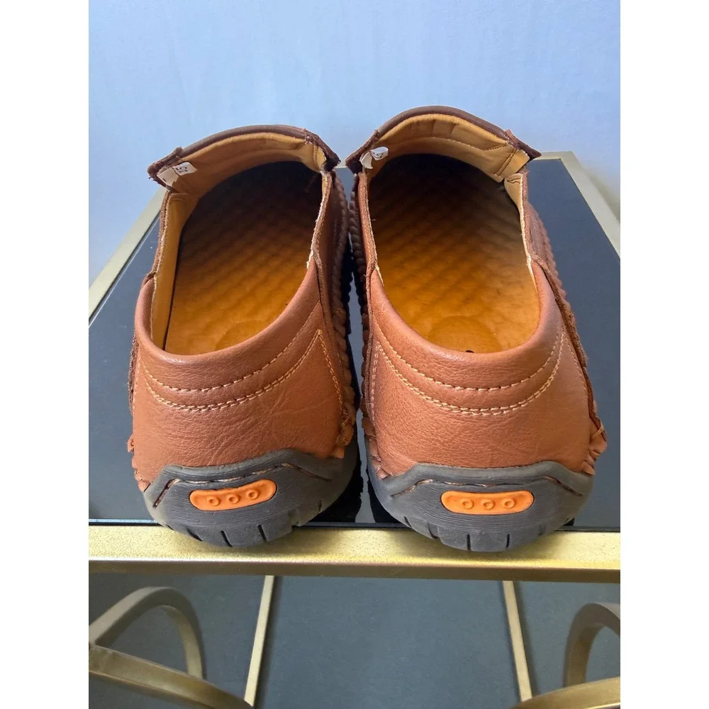 Greks‎ Mens Leather Slip On Loafers Tan Brown Driving Shoes Size 45 EU 11.5 US